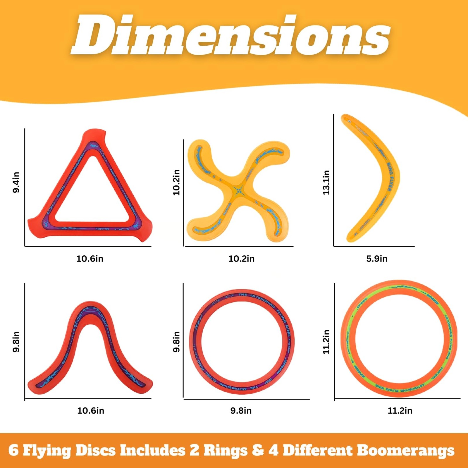 Liberty Imports 6 PCS Flying Ring Combo Pack Medium, Orange, Red ...
