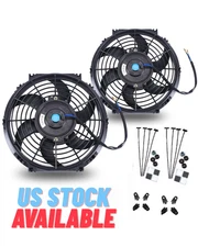 2X 10 inch Slim Electric Radiator Cooling Fan Universal Pull Push for Car Engine