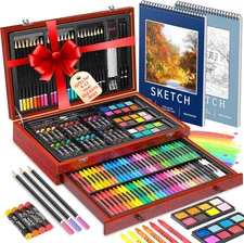 156-Pack Art Kit Drawing Set with 2 Sketch Book, Crayons, Colored Pencils, Arts 