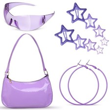 Moucuny 12 Pcs Y2k Accessories Set for Women Y2k Mini Patent Leather Shoulder...