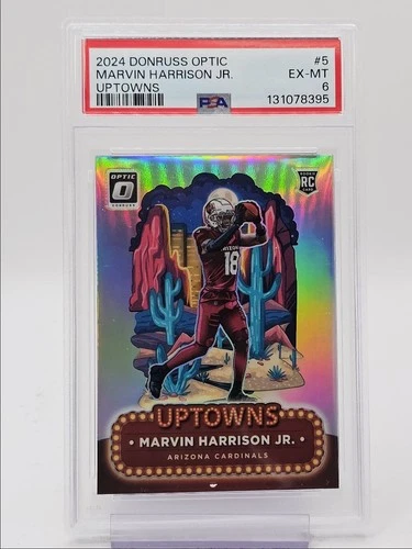 MARVIN HARRISON JR. 2024 DONRUSS OPTIC UPTOWNS ROOKIE #5 RC PSA 6 Q4426