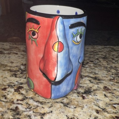 Muzeum Museum Ceramic Cup Mug Coffee Tea Big Nose Colorful Face Man Woman Britto