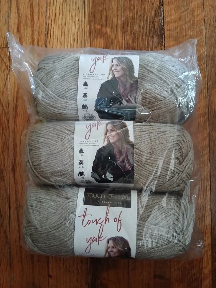 Lion BRAND Touch of Yak Yarn Alabaster, Lot Of 3, NEW SEALED PACKAGE - Image 2 of 4