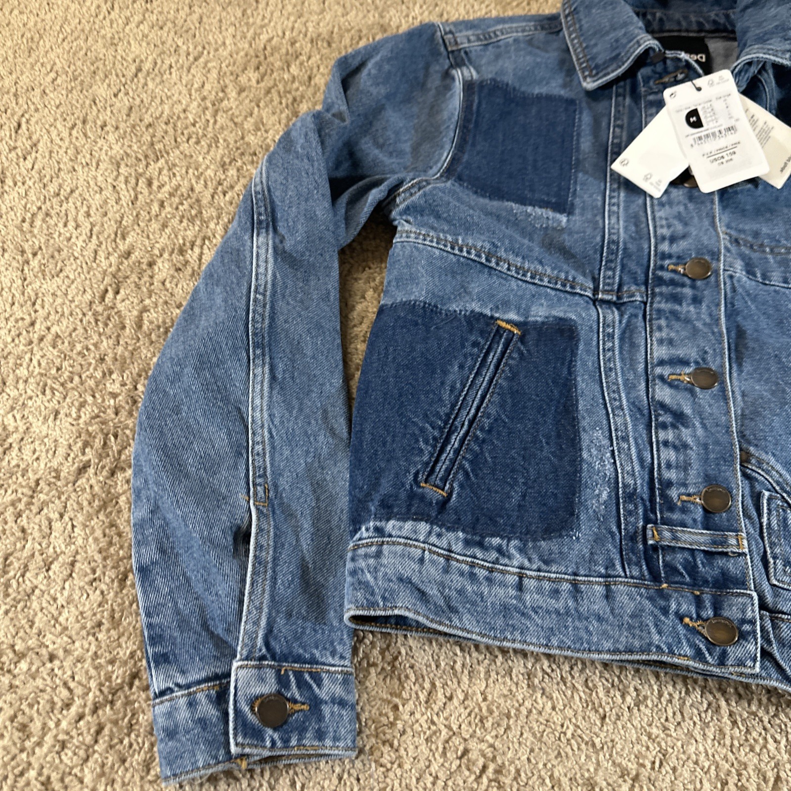 Desigual Jacket Womans Medium Blue Patch Distress… - image 9