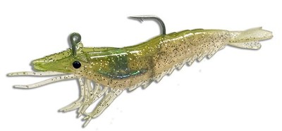 Almost Alive Lures Artificial Soft Plastic 4-1/4'' (10) Hooked Shrimp Natural