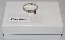 Silpada Sterling Silver Amethyst Etched Band Stack Ring R0455 Size 8