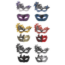 2Pcs Couples Masquerade Lace Butterfly Venetian Ornate Mask Set for Costume Ball
