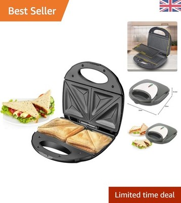 Kompakter Schwarz Silber 2-Scheiben Sandwich Toaster mit ineinandergreifenden Griff Griffe
