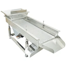 110V 3mm Round Hole Linear Vibrating Screen Stainless Steel Adjustable 100W*2