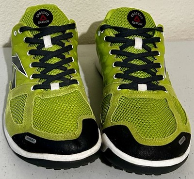 Reebok CrossFit Green/Black/White Low Top Lace-Up Mesh Sneakers Rubber Sole
