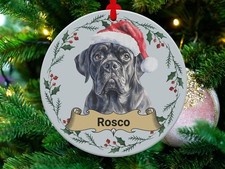 Cane Corso dog ornament, Custom dog name ornaments, Personalized Christmas or...