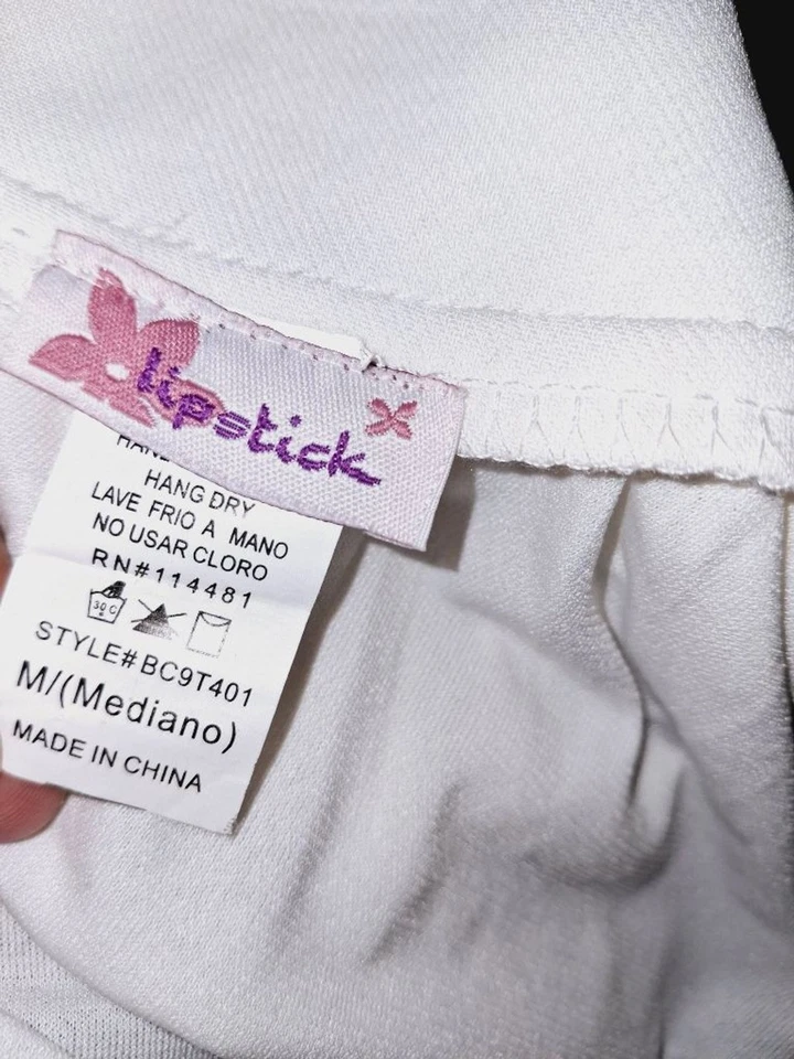 Lápiz labial blanco negro lentejuelas cuello en V camiseta sin mangas talla M para mujer Y2K cebra Foto 4 de 4