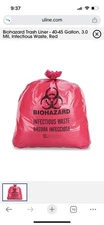 ULINE Biohazard Trash Liner  45 Gallon, 3.0 Mil, Infectious Waste, Red  75 ct