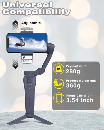 3-Axis Fold Selfie Stick Handheld Gimbal Stabilizer &Tripod Mount For Smartphone - Picture 7 of 9
