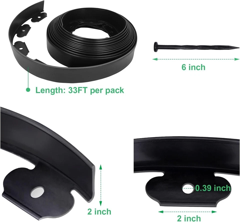 10m Lawn Edge Border with 40 pegs Garden Edging For Paths Drives Flower Grass - Image 3 of 4