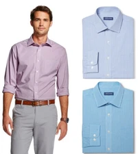 NWT Men Check Pattern Mercer Street Studio Dress Shirt Button Front NON-IRON NEW