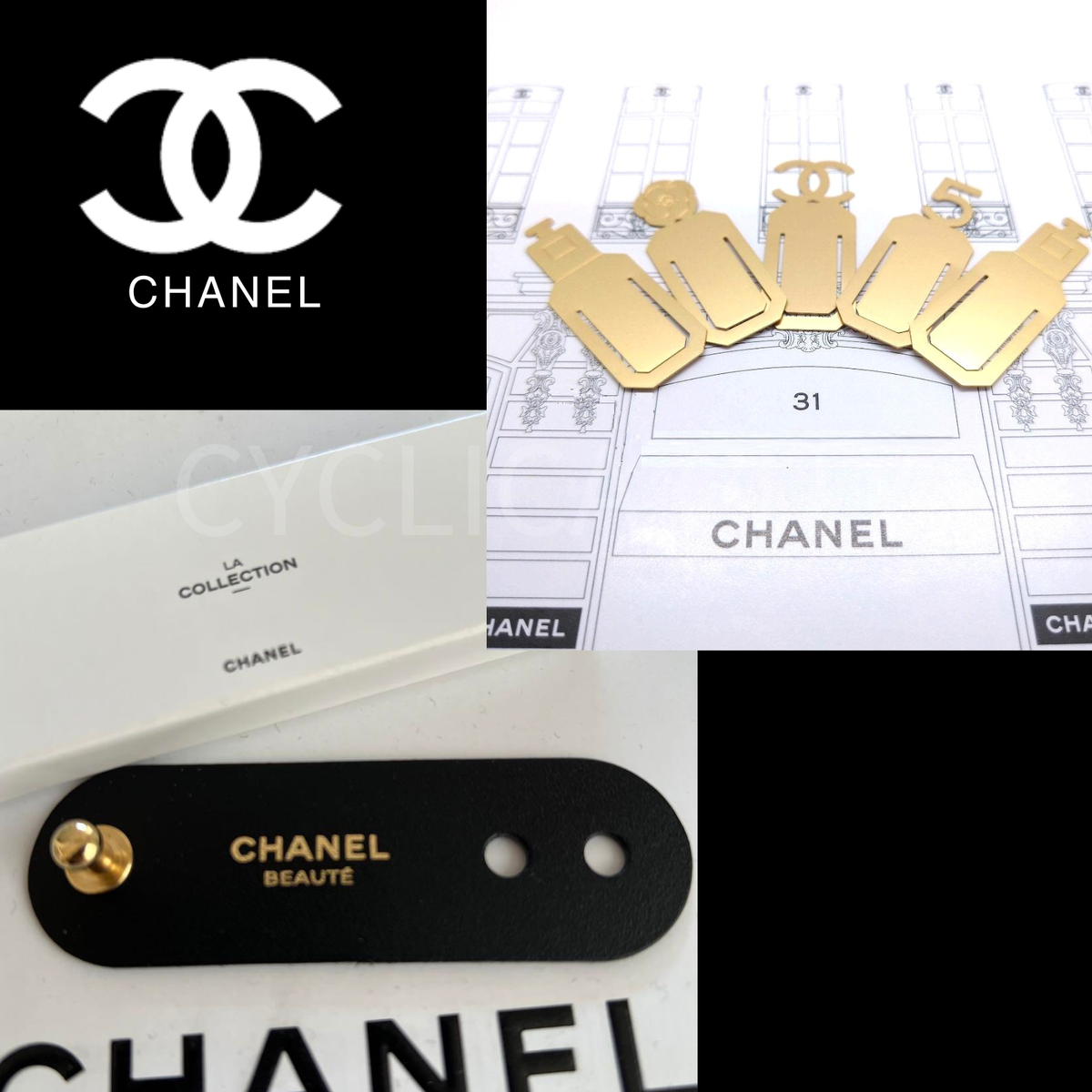 CHANEL LA Collection Gold 5pcs Bookmarks & Cable Cord Holder