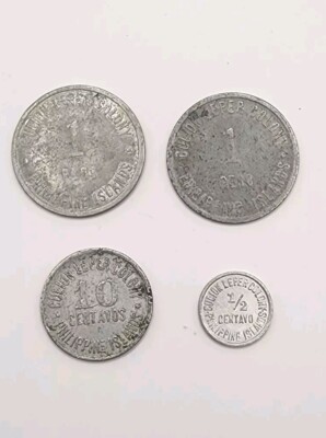 Philippines 1913 & 1920 Culion Leper Colony Coin.Lot of 4.Circulated