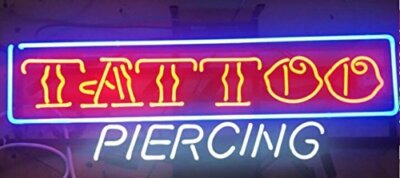 Tattoo Piercing Rectangle 32''x24'' Neon Sign Light Lamp Real Glass Handmade Decor