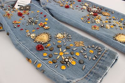 DOLCE & GABBANA Jeans Crystal Roses Heart Embellished s. IT38/ US4