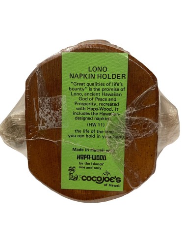 Porta servilletas vintage Coco Joe's Hapa-Wood Lono con servilletas Tiki nuevo sellado - Imagen 6 de 6