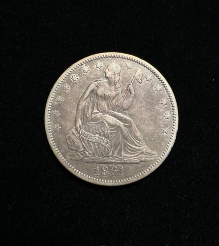 XF/AU 1861-O Seated Liberty Half Dollar Rim Damage