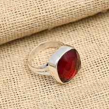 Red Garnet Gemstone Handmade 925 Sterling Silver Wedding Ring Jewelry
