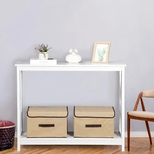 Entryway Doorway MDF Frame Console Table X Shaped Storage Decoration, White