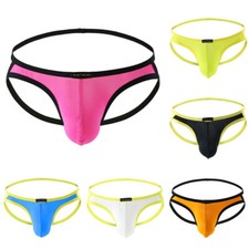 Mens Panties Jock Strap Underwear Ice Silk Jockstrap Briefs Underpants Thong L