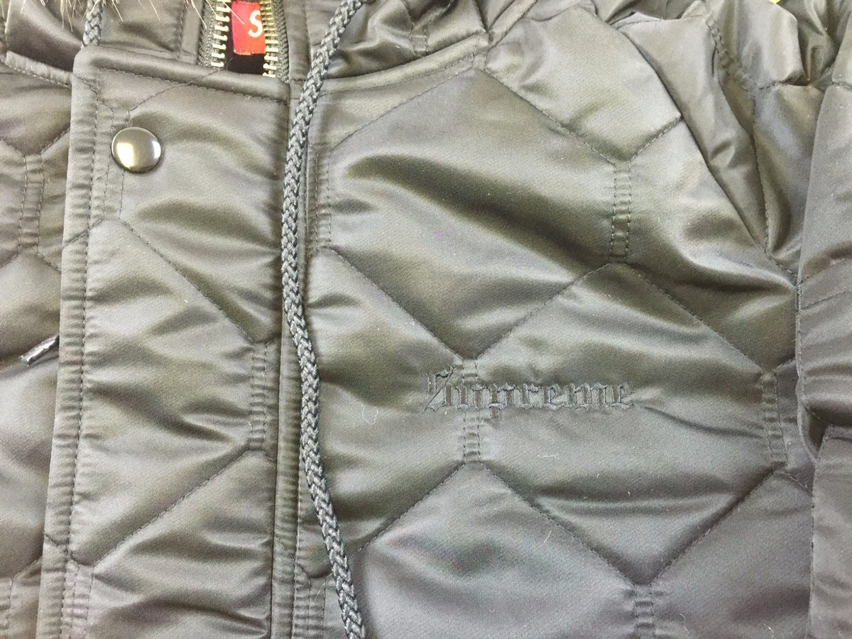 Supreme F/W 2015 Quilted Flight Satin Parka Outerwear Jacket Black