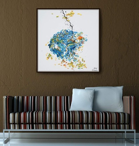 Frog 35" animal Oil painting, original & handmade, thick layers, impasto style - Picture 5 of 6