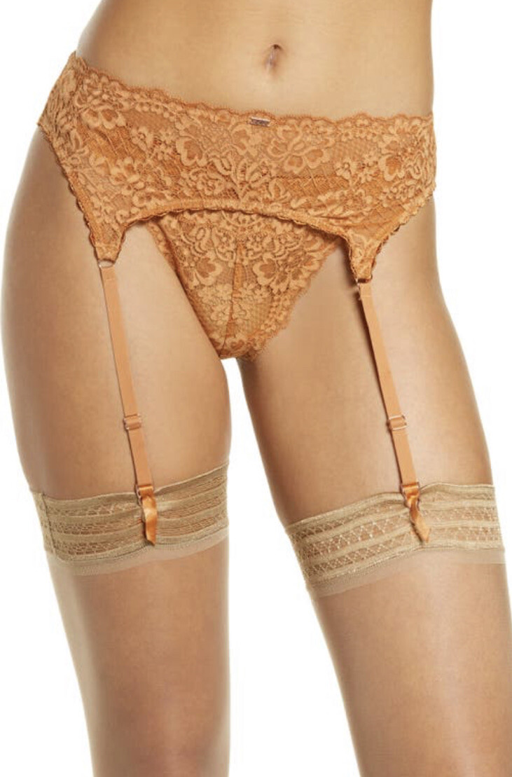 LOVE VERA Lace Mesh Garter Belt NWT