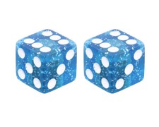 NEW VINTAGE DICE VALVE CAPS IN GLITTER BLUE USED FOR SCHRADER VALVE.