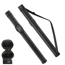 Leather Pool Cue Case W/External Pocket Carry Bag for 58" 1/2 Billiard Cue Stick