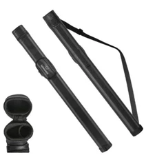 Leather Pool Cue Case W/External Pocket Carry Bag for 58" 1/2 Billiard Cue Stick