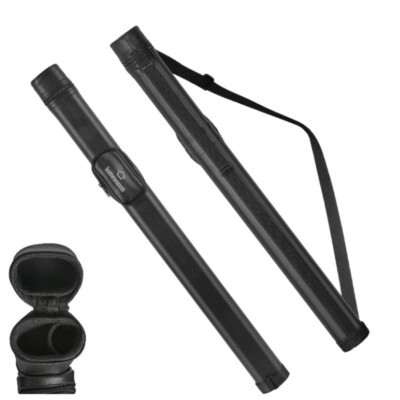Leather Pool Cue Case W/External Pocket Carry Bag for 58'' 1/2 Billiard Cue Stick