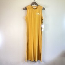 Calvin Klein Logo Mustard Sleeveless Women's Midi Dress Size Small NEW