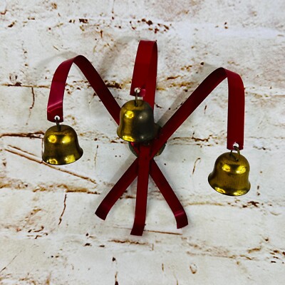 Vtg Christmas bells for store door wreath Metal they jingle when moved see video