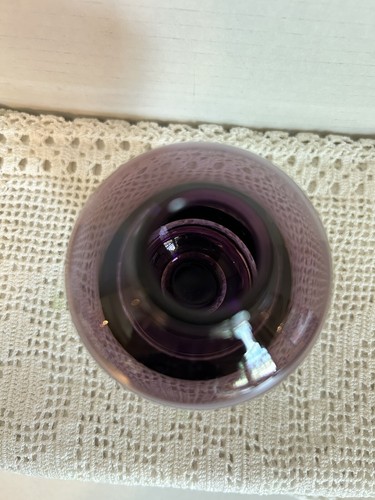 Vaso/bottiglia vetro arte ametista viola 4,75"" base trasparente pesante - Foto 4 di 6