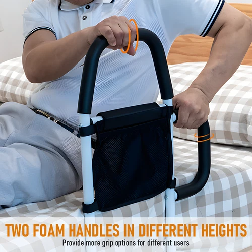 Adjustable Bed Assist Rail Bed Rails with Light and Storage Pocket For Elderly - Picture 8 of 11