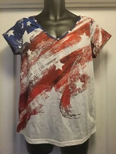 C.O.Z.Y USA American Flag T-Shirt Size M Red White Blue Patriotic July 4th