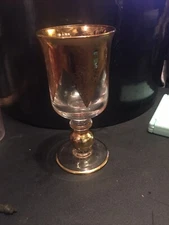 Interglass Italian Gold Etched Crystal Wine Glass Goblet