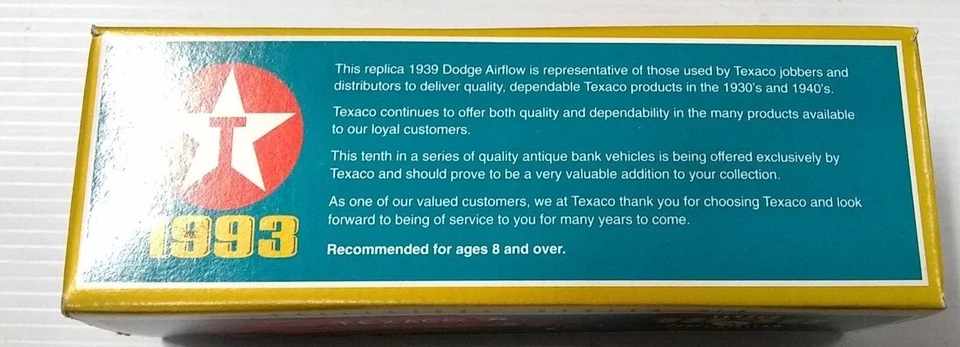 Ertl Texaco #10 In Series Collector Bank 1939 Dodge Airflow caminhão de entrega novo na caixa - Imagem 2 de 4