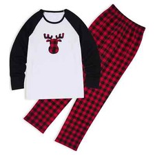PatPat Christmas Pajamas Plaid Deer Pajamas Set Women's - Size Medium