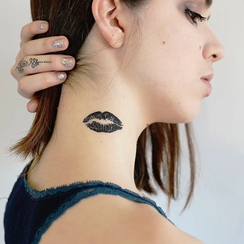 3 x Lips Temporary Tattoo Love Bite Kiss mark Sex Lips Kiss Tattoo For Men Women