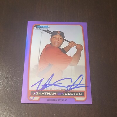 2012 BOWMAN CHROME PURPLE REFRACTOR JONATHAN SINGLETON AUTO RC. AUTOGRAPH 9/10