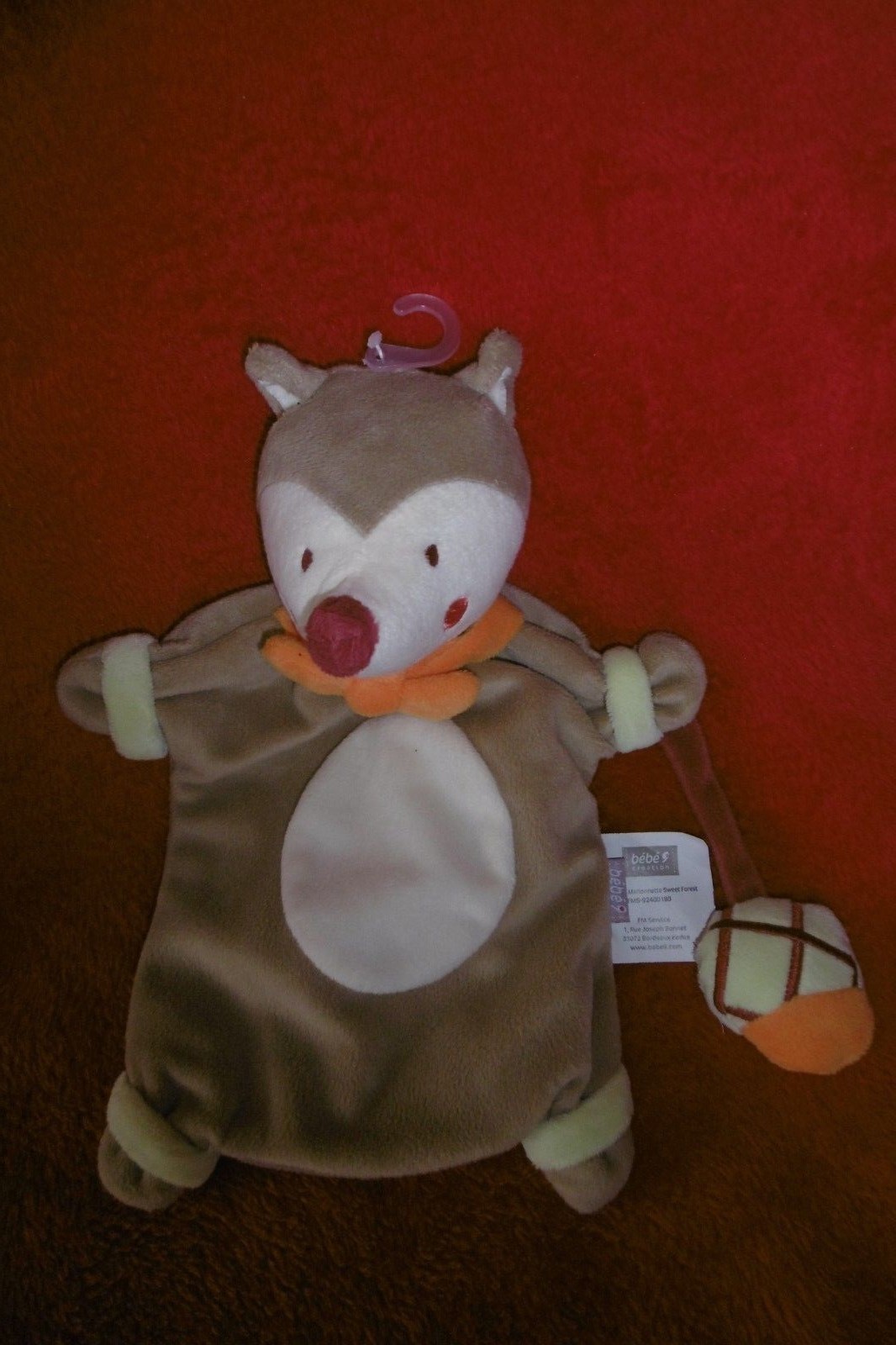 Doudou marionnette renard beige Bébé 9 création pour l'éveil