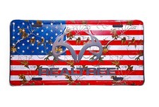 Licensed Realtree Camo American Flag 3d Embossed Metal Novelty License Plate Tag