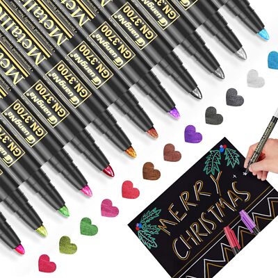 Metallic Stifte, 12 Farben Glitzerstifte Metallic Marker Pens Acrylstifte Für Sc