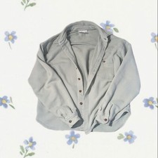 Women's Button Down Coat Green Cotton Stuff